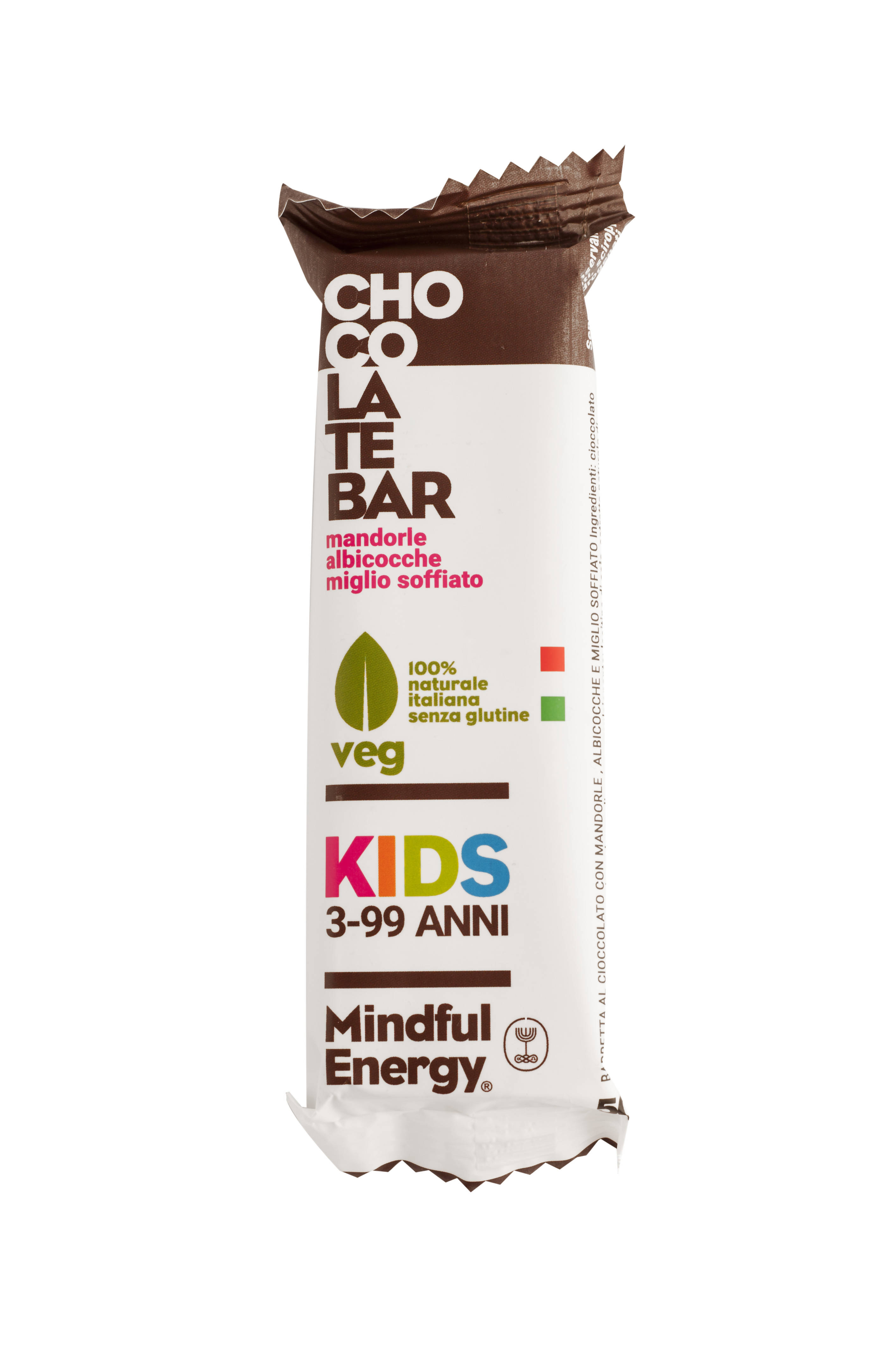 Mindful Energy KIDS Chocolate Bar - mandorle/albicocche/miglio soffiat